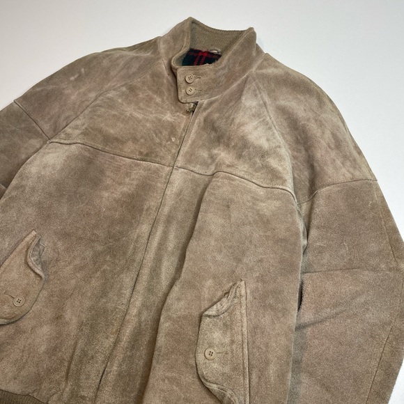 Vintage 90’s The Fox Collection Suede Leather Bomber Jacket Gray Chinstrap M - Picture 2 of 8